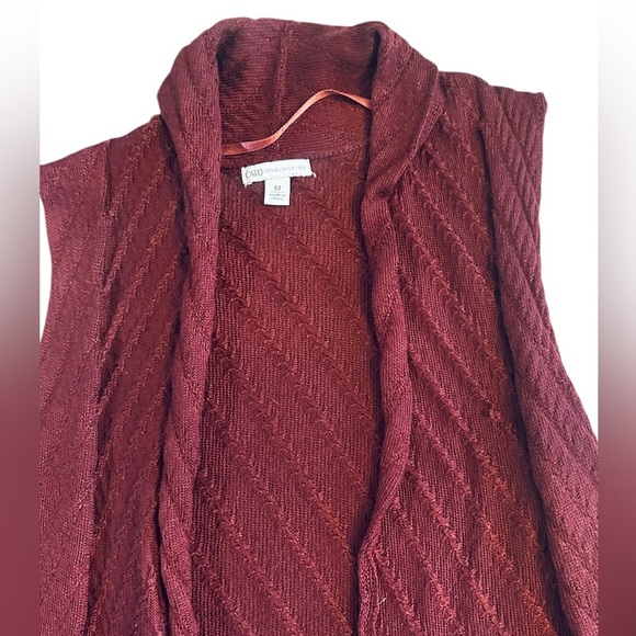 Cato Open Front Sleeveless Knit Cardigan - Womens Size Medium - Maroon - Picture 2 of 4